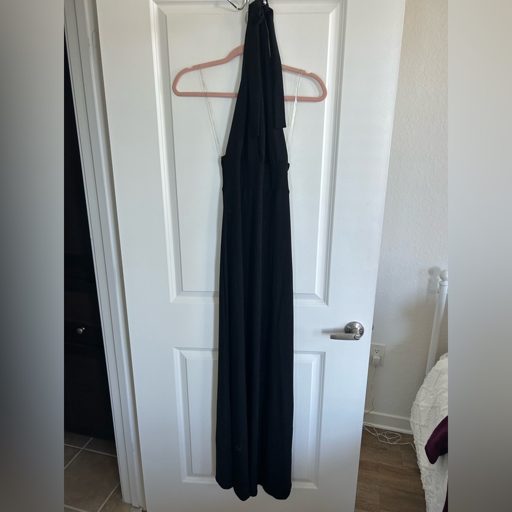 Elegant Black Halter Maxi Dress